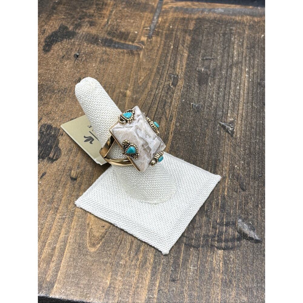 Barse Prismatic Ring- Feldspar Jasper & Turquoise-Bronze-7.5-NWT - Picture 2 of 7